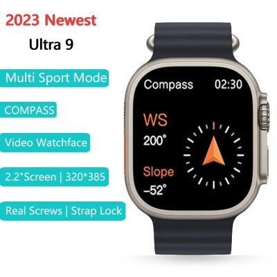 China Max Smart Watch IWO Ultra U9 Touch Screen 9 Series AMOLED Compass Women Men Watch Bluetooth Call 49mm Real Screen 2.1 Inch Strap Lock for sale