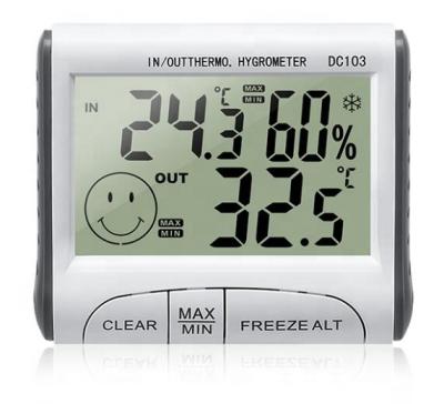 China interior & DC103 Household Clock Thermometer Hygrometer Alarm Humidity Monitor Indoor Outdoor Humidity Monitor Tester for sale