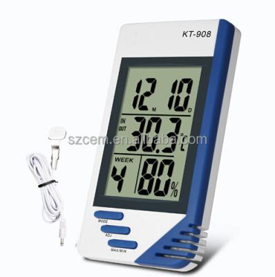 China KT908 Indoor Office Temperature And Humidity Alarm Clock Calendar Hygrometer Household Humidity Meter for sale