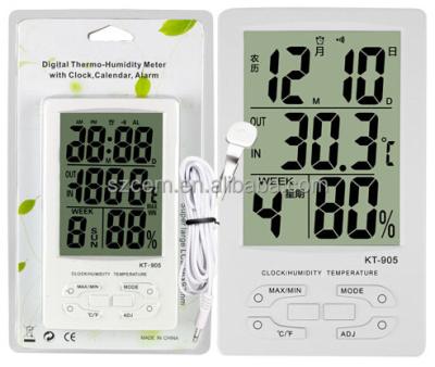 China Indoor Portable KT905 Humidity Alarm Clock Desktop Hygrometer Household Temperature and Humidity Meter for sale