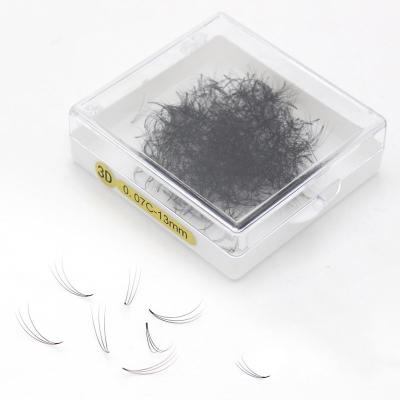 China Wholesale Natural Soft Volume 5d Russian Eyelashes Heat Glued Short Stem 3D 4D 6D Pre Made Fans Lashes for sale