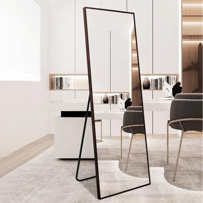 China Black aluminum metal framed full length mirror full body dance floor mirror for sale