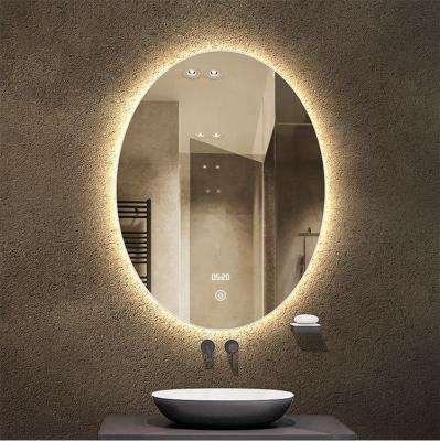 China Backlit Bath Led Mirror Frameless Oval Bathroom Mirror With Adjustable Light for sale