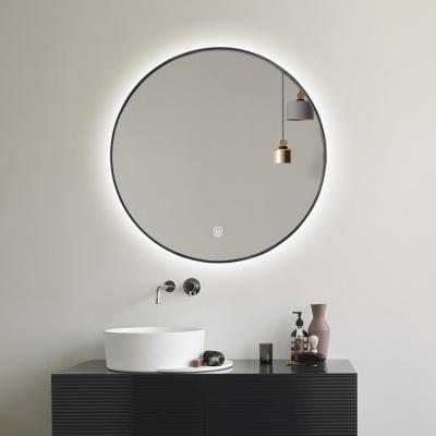 China Luxury black framed led light mirror backlit bathroom led mirror for hotels for sale