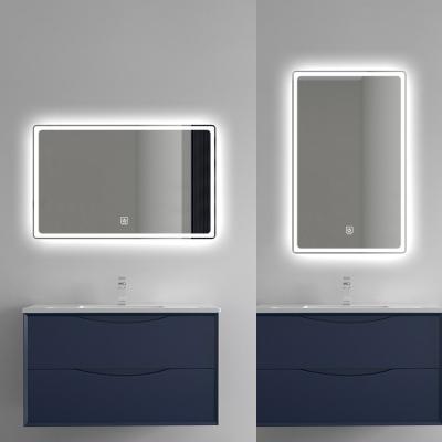 China Hotel smart bathroom mirror with clock wall mount led bathroom mirror for sale