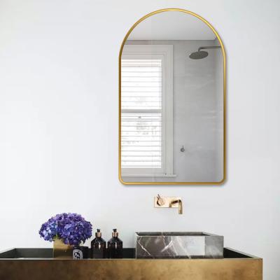 China Modern simple style metal frame wall arched door mirror arch mirror full length for living room bathroom for sale