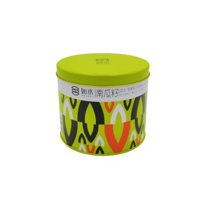 China Round Food Tin Box Dia 120mm For Melon Seeds Packing Dry Nuts Dried Fruit Packing Box for sale