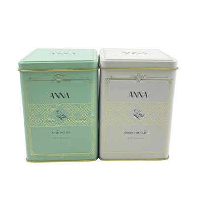 China Food Factory Custom Design Square Metal Pack For Black Tea Jasmine Tea Tin Box 75g 100g Green Tea Tin Box for sale