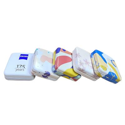 China Household Products Square Tin Case Small For Zeiss Glass Tissue Portable Metal Packing Box For Wet Tissue for sale