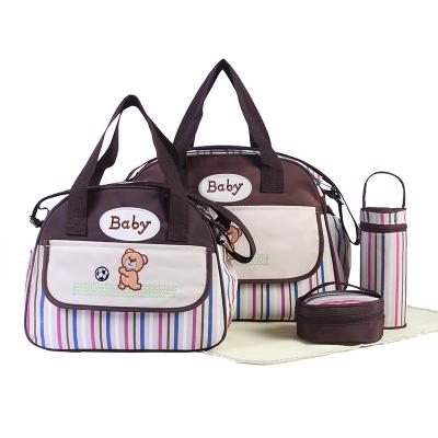 China Newest Multifunctional Baby Diaper Bag Backpack Fashion 5pcs Shoulder Set Baby Diaper Bag For Mom Using With Diaper for sale