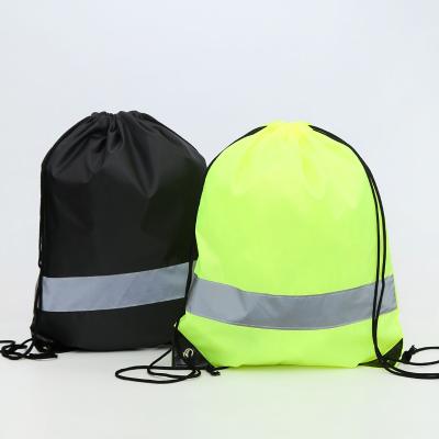 China Rope Handle Factory Color Pull Rope Backpack Polyester Double Lunch Silk Drawstring Bag Made in China for sale