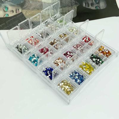 China H101 Multi Shinning 20 Colors Round ss10 3mm Nail Rhinestone Crystal AB Rainbow Diamond Nail Art Box Set For Nail Art Design for sale