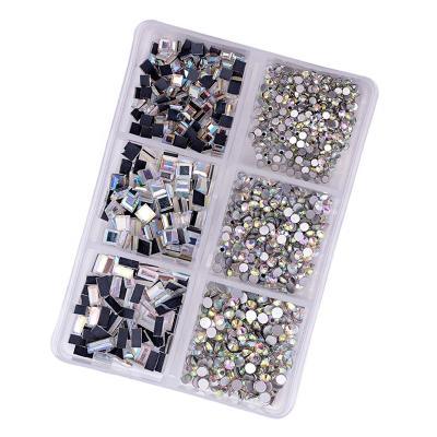 China SZCT-006 Hot Sale Fashion Stunning Shinning Multicolor Flat Bottom Shaped Nail Art Stunning Rhinestones For Press On Nails Manicure Salon for sale