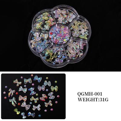 China QGMH-001 Nail Decoration 7 Grids 3D Arc-knot Bear Heart Shinning Press On Nails Designs Flower Box For Nail Art Salon Decorating for sale