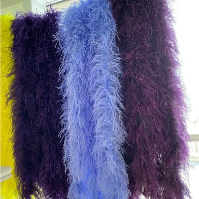 China Import fluffy luxury feather dyed white ostrich feather trim fringe feather trimming for latin belly dance costume party dresses for sale