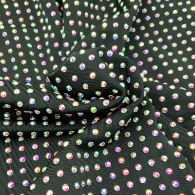 China Pointback Hot Selling Luxury Black Fabric ab Crystal Spandex Rhinestone Fabric Lace Mesh Full Crystals Fabric For Garment Clothing Bags for sale