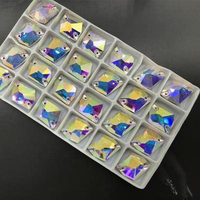 China Sew On Stone Factory Directly To Supply Fashionable Flat Back Lemon Shape Crystal Sew On Rhinestone Rivoli Stone For Bags Garment Accessories for sale