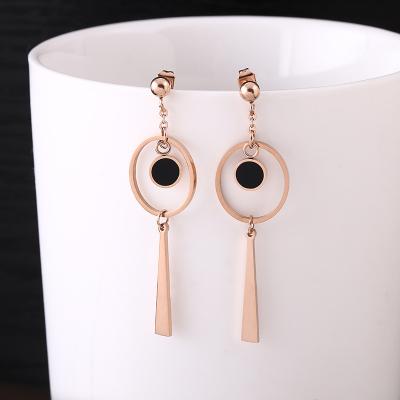 China Cheap Black FASHIONABLE Shell Double Round Earrings Fashion Good Shell Tassel Stainless Steel Jewelry High Grade Factory Price For Women for sale