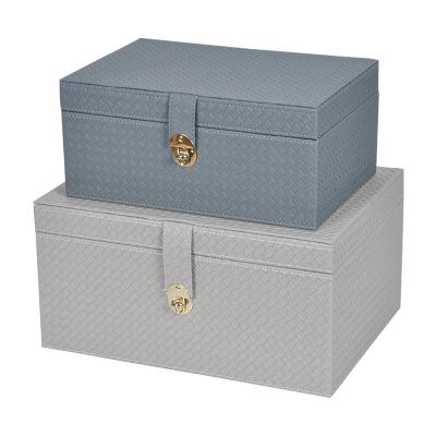 China Stocked Set of 2 Faux Leather Trunk Storage Box with Gold Accessories - Buy Faux Leather Storage Box for sale