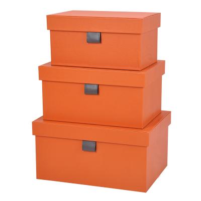 China Leather high-end buckle decoration room cloakroom exhibition hall decoration model soft storage box storage box for sale