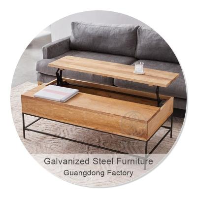 China Customized Simple Steel Tea Table Modern Sofa Glass Wood Side Coffee Table for sale