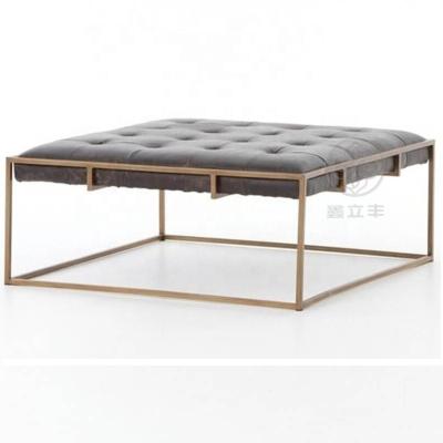 China Customized Luxury Modern Low Square Stainless Steel Color Ottoman Top Black Coffee Table For Living Room for sale