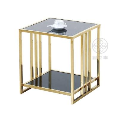 China Customized light luxury single lift glass metal steel rectangle furniture home coffee table top coffee table for sale