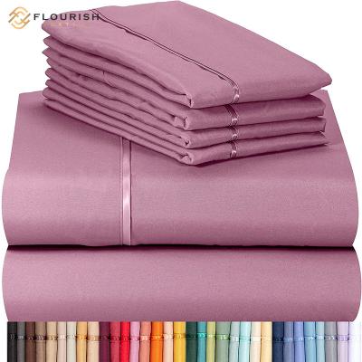 China Anti Dust Mite Flourish OEM/ODM New Design Customizable Pure Queen King Thread Count Cotton Sabanas Sheets Bedding Sets for sale