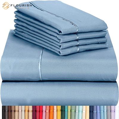 China Nondisposable Flourish OEM/ODM New Design Pure Queen King Thread Count Cotton Sabanas Sheets Bedding Sets for sale