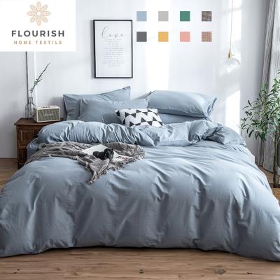 China Plain Flourish Wholesale Home Sense Gray Plain Fluffy Microfiber Cotton Bedding Bed Quilt Cover Set for sale