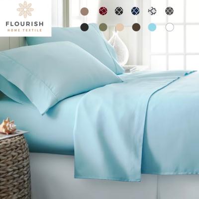 China Plain Flourish 100% Cotton Elastic Bedding Set Luxury Bed Sheet Set Flat Sheet for sale