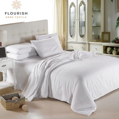 China Plain Flourish White Luxury Satin Polyester Solid Cotton Duvet Cover Bedding Cover Set for sale