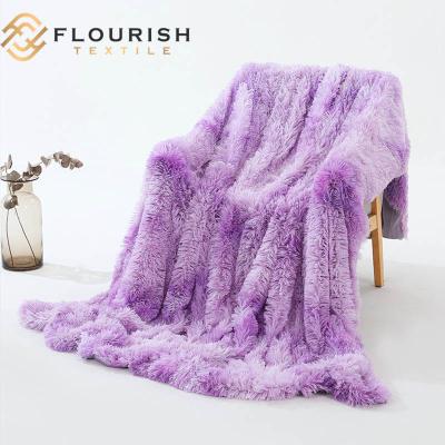 China Tie Dye Faux Fur Reversible Tie Dye Sherpa Throw Blanket Tie Dye Sofa Blanket for sale