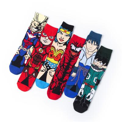 China Fashion Logo Cotton Novelty New Design Cartoon Characters Antibacterial Socks Custom Special Sports Funky Amazon School Tube Crew Socks for sale