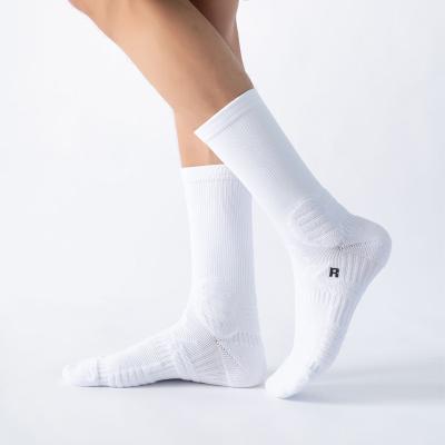 China Custom LOGO Sports New Wholesale Deodorant Antibacterial Protect Terri Cushion Compression Polyamide Nylon Basketball Lengthen Crew Socks for sale