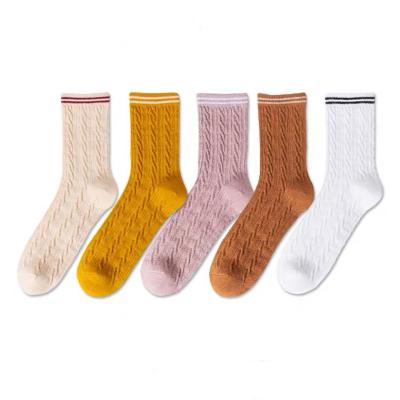 China OEM Funny Cute QUICK DRY Fashion Socks Unisex Original Design Logo Stripe Bangs Custom JK School Cotton Logo Girl Crew Socks for sale