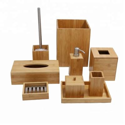 China Sustainable Hot Sale JD-BR168 Bathroom Accessories Bamboo Wood Bathroom Accessories Sets for sale