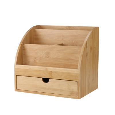 China Sustainable Drawer Type Finishing Cosmetics Desktop Multifunctional Bamboo Storage Box Box Bamboo Skin Care Drawer Storage for sale