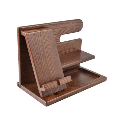 China Adjustable Nature Wooden Phone Docking Station, Head Organizer Holder Wallet Watch Stand, Desktop Wood Cell Phone Holders Stand for sale