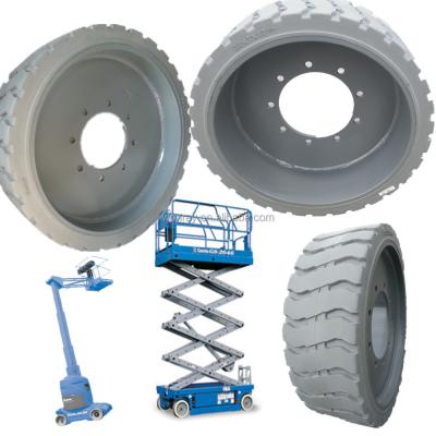 China Solid Tire With Wheel Rim China Factory Supply 22x7x173/4 Non Marking Overhead Scissor Lift Wheels For Geniuses 94909 94908 for sale