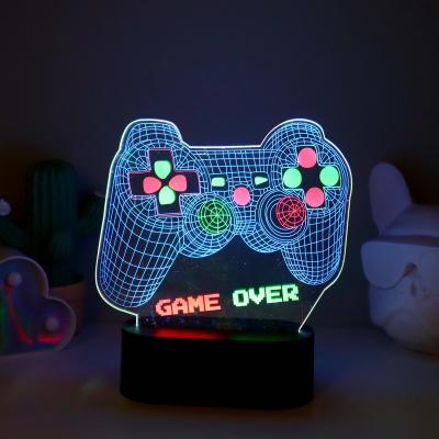 China Custom Home Decorative 3D Illusion Night Light TRENDECOR Etched Effect, Multi Color LED, USB or Battery Operated Light, Game Controller Shaped Lamp for sale