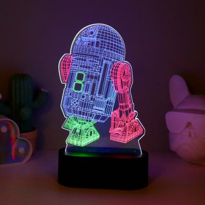 China Custom Home Decorative 3D Illusion Night Light TRENDECOR Etched Effect, Multi Color LED, USB or Battery Operated Light, Robot Shaped Lamp for sale