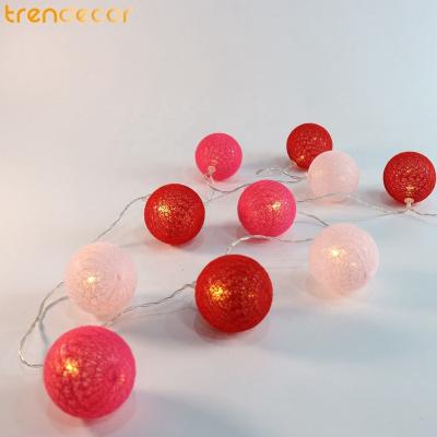 China Electric Christmas Cotton Ball Fairy Lights 10 LED Battery Operated 4.5 Feet for Festival Indoor Outdoor Decor Holiday Colorful Balls for sale