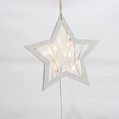 China Trendecor Xmas Christmas Use Decorative Warm White Wood Star Indoor White Hanging Light for sale