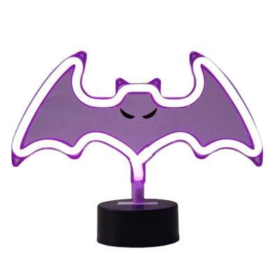 China Halloween TRENDECOR New LED Table Top Neon Bat For Indoor Halloween Decorations Battery Operated Lights 19.5cm for sale