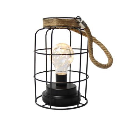 China Trendecor Bedroom Table Light Decoration Led Light Bulb Lamp Warm White Light Up Hanging Lighting Metal Led Iron Art LED Cage Lantern Lamp for sale