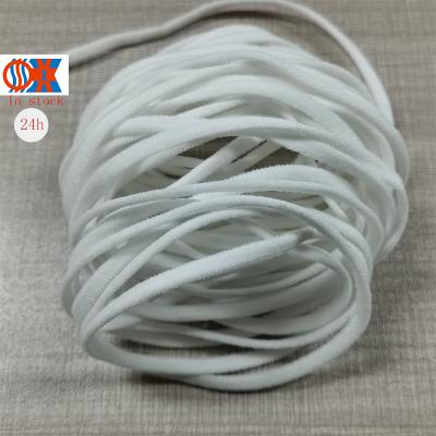 China Fashiontable China Manufacturer Earloop Elastic White Color 3mm Flat Elastic Cord Tie Earloop Elastic for sale