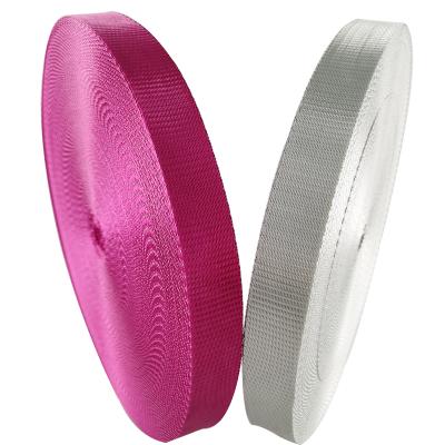 China High tenacity nylon webbing tie 100% high tensile polyester plain weave webbing 10mm12mm15mm20mm can be used for lanyard for sale