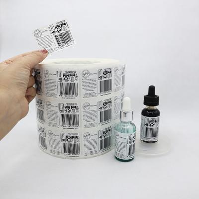 China Eco-Friendly& Washable Barcode Label 10ml Vial Label Custom Printed Labels Sticker For Dropper Bottle for sale