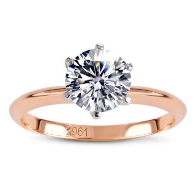 China Custom Romantic 2ct Moissanite Ring Rose Gold Jewelry 14k 18k Solid Gold Moissanite Rings for sale